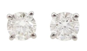 Pair of 18ct white gold round brilliant cut diamond stud earrings