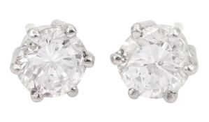 Pair of 18ct white gold round brilliant cut diamond stud earrings