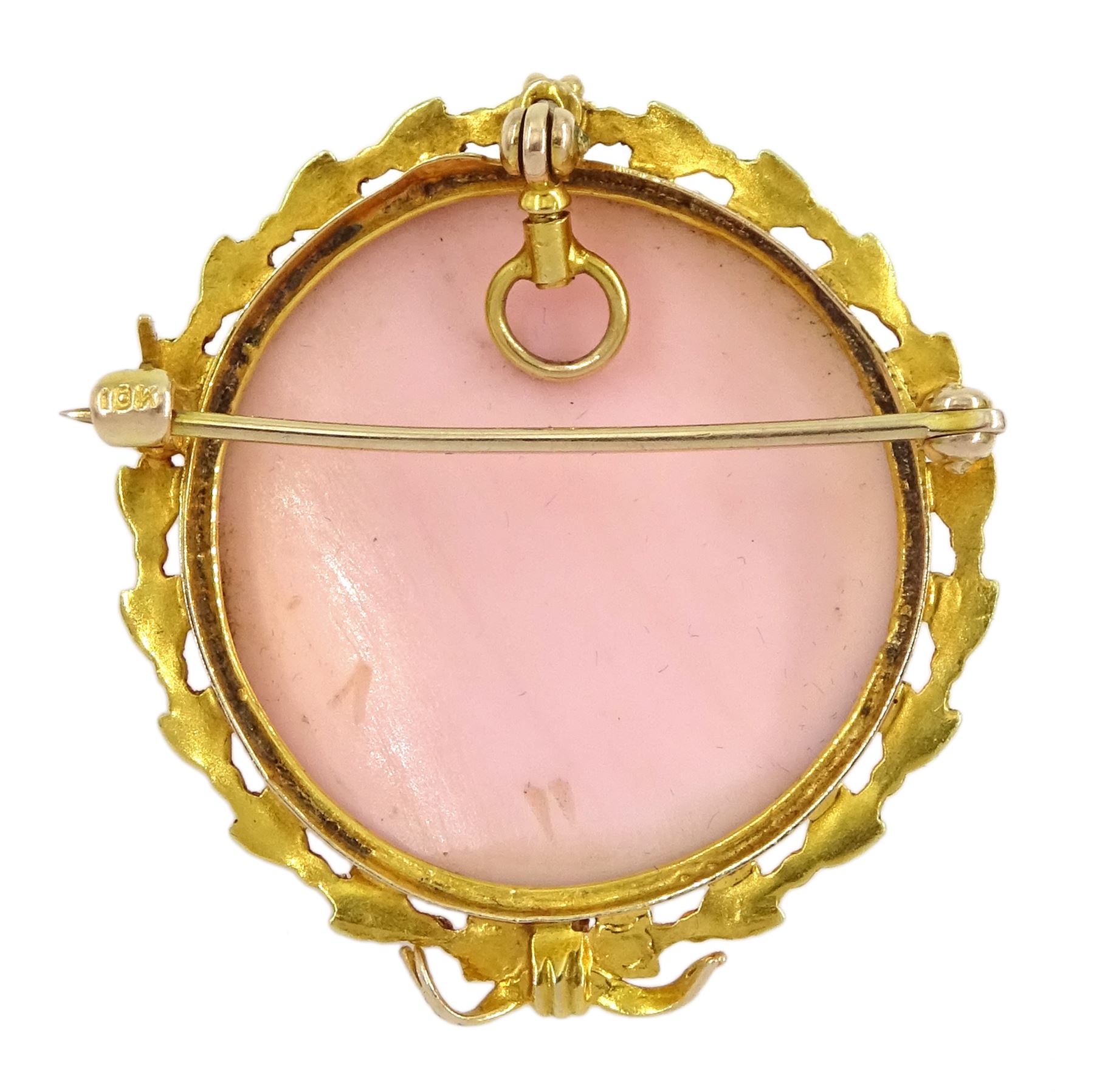 Gold conch shell cameo brooch - Image 3 of 3