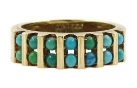 14ct gold two row turquoise ring