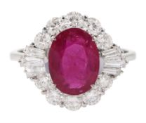 18ct white gold oval cut ruby