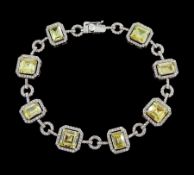 Silver cubic zirconia and yellow paste stone set bracelet