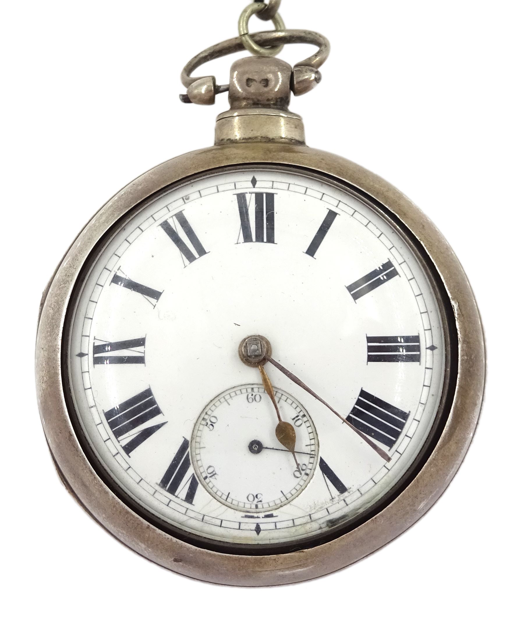 Victorian silver pair cased key wound fusee lever pocket watch by H. Walkington - Image 2 of 4