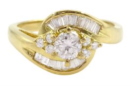 18ct gold diamond crossover ring