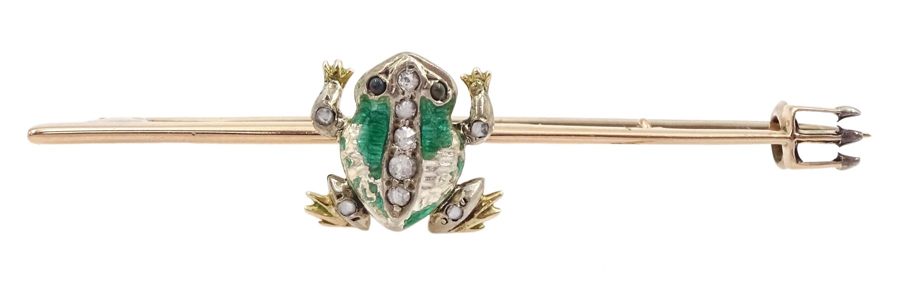Edwardian frog and spear brooch