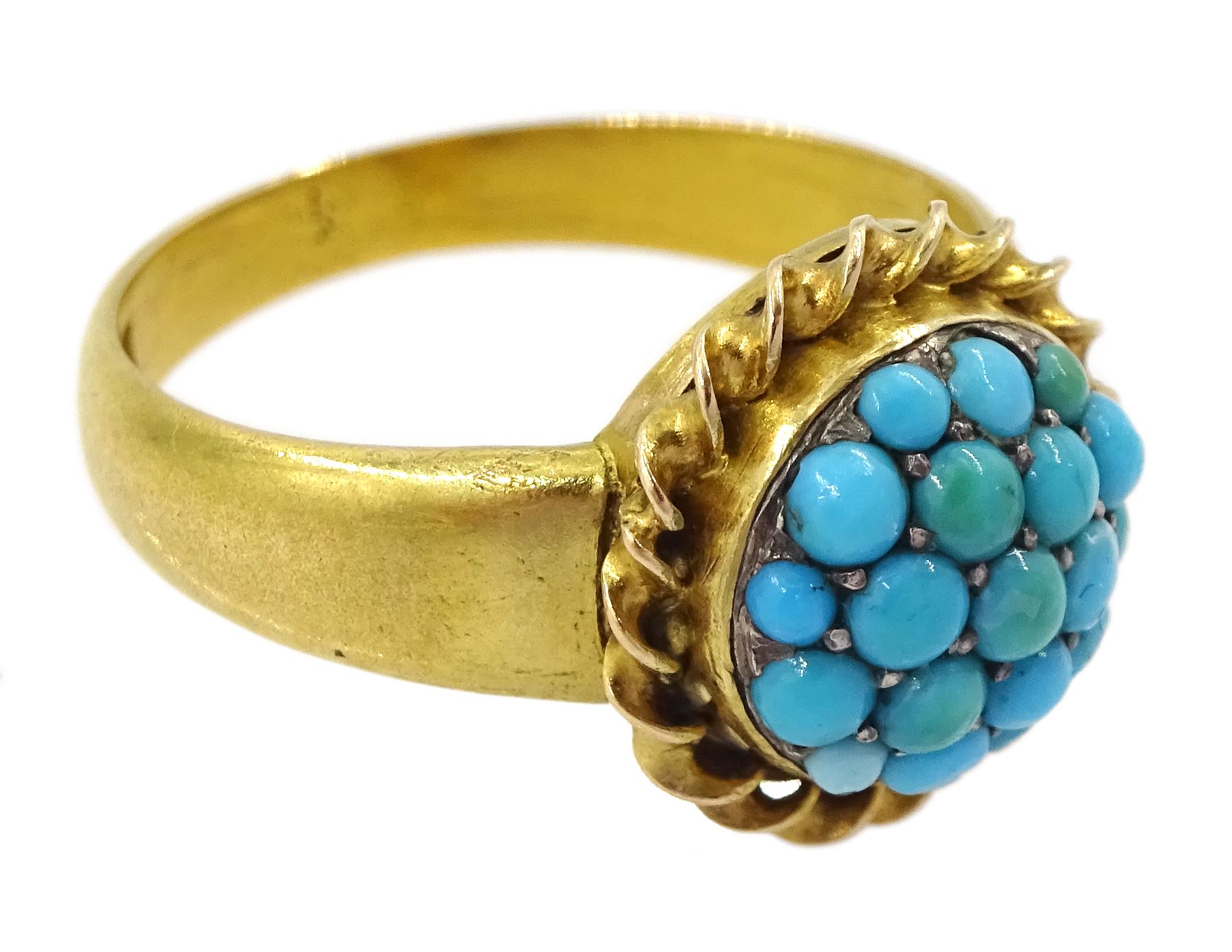 Victorian gold turquoise circular ring - Image 3 of 4