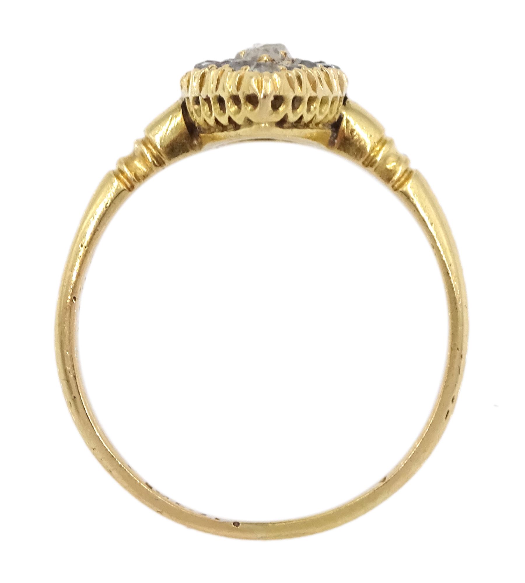 Victorian 18ct gold old cut diamond marquise shaped ring - Image 4 of 4