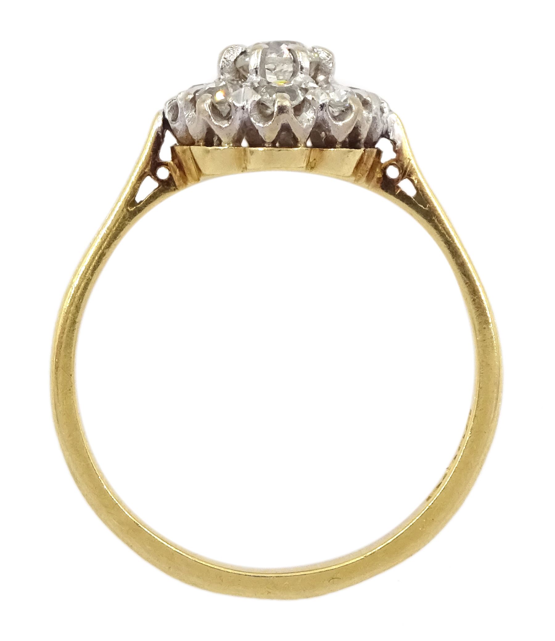 18ct gold old cut diamond cluster ring - Image 4 of 4
