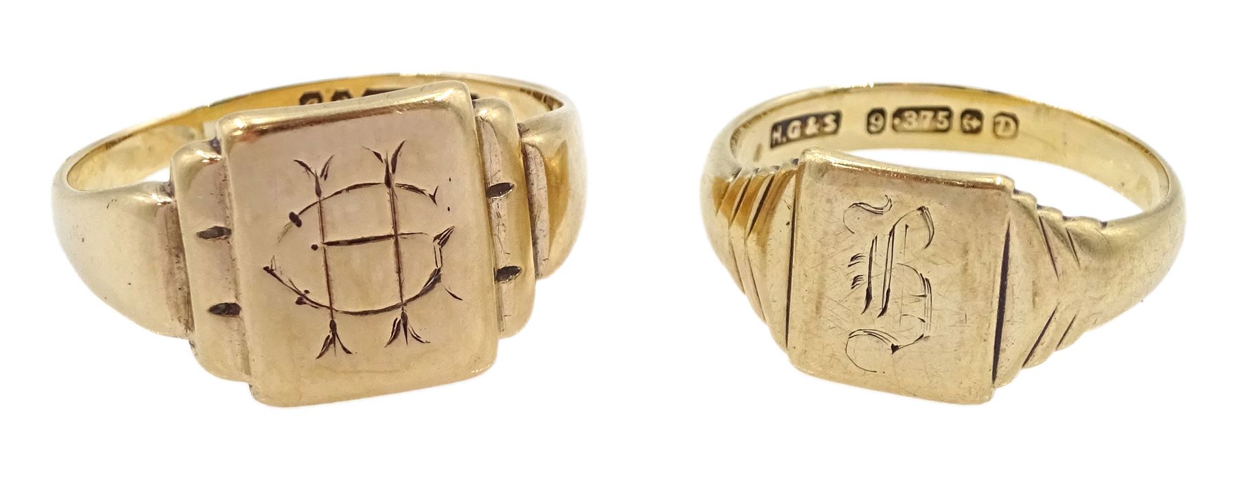 Two gold signet rings