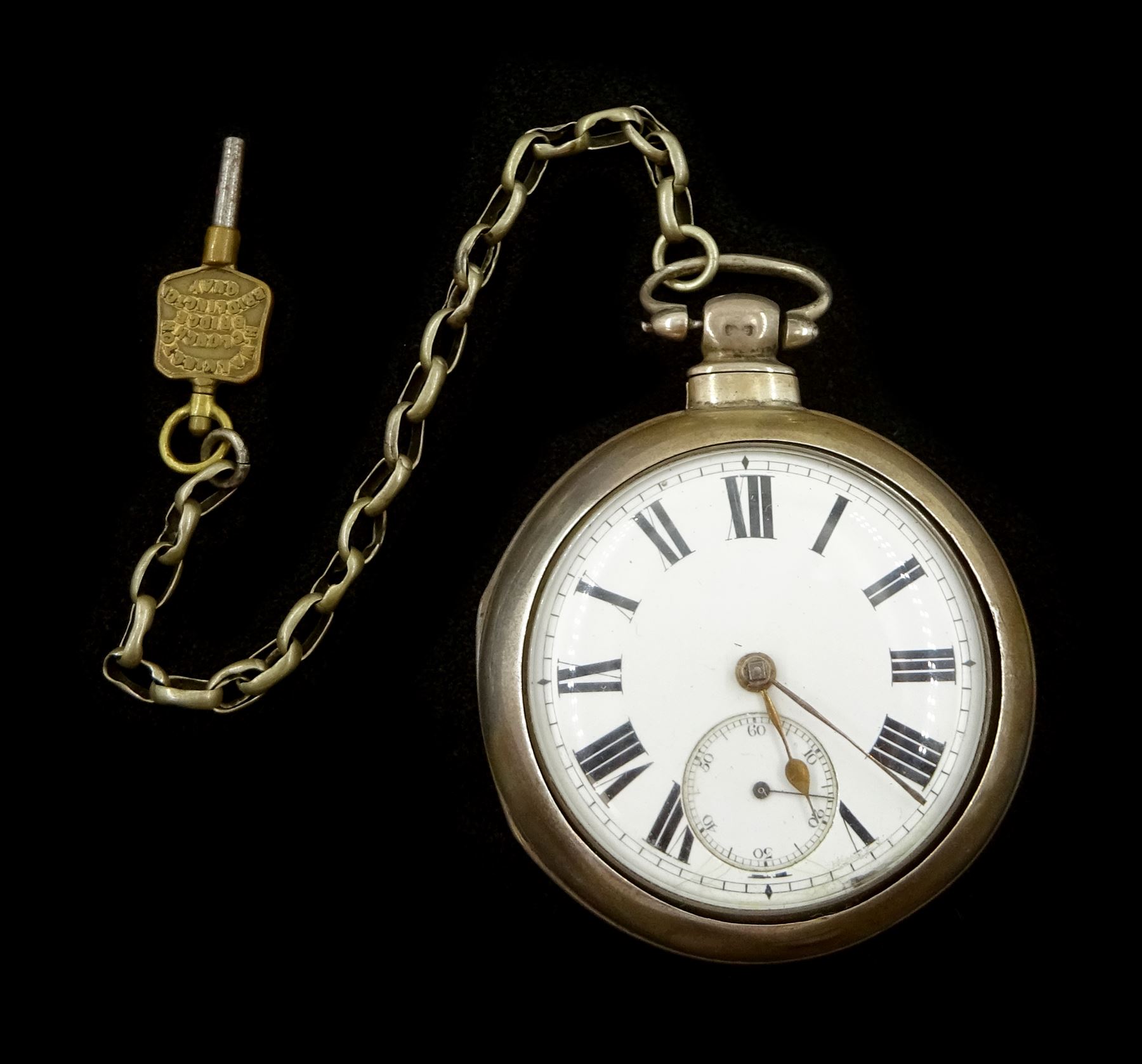 Victorian silver pair cased key wound fusee lever pocket watch by H. Walkington