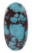 Large silver single stone matrix turquoise ring