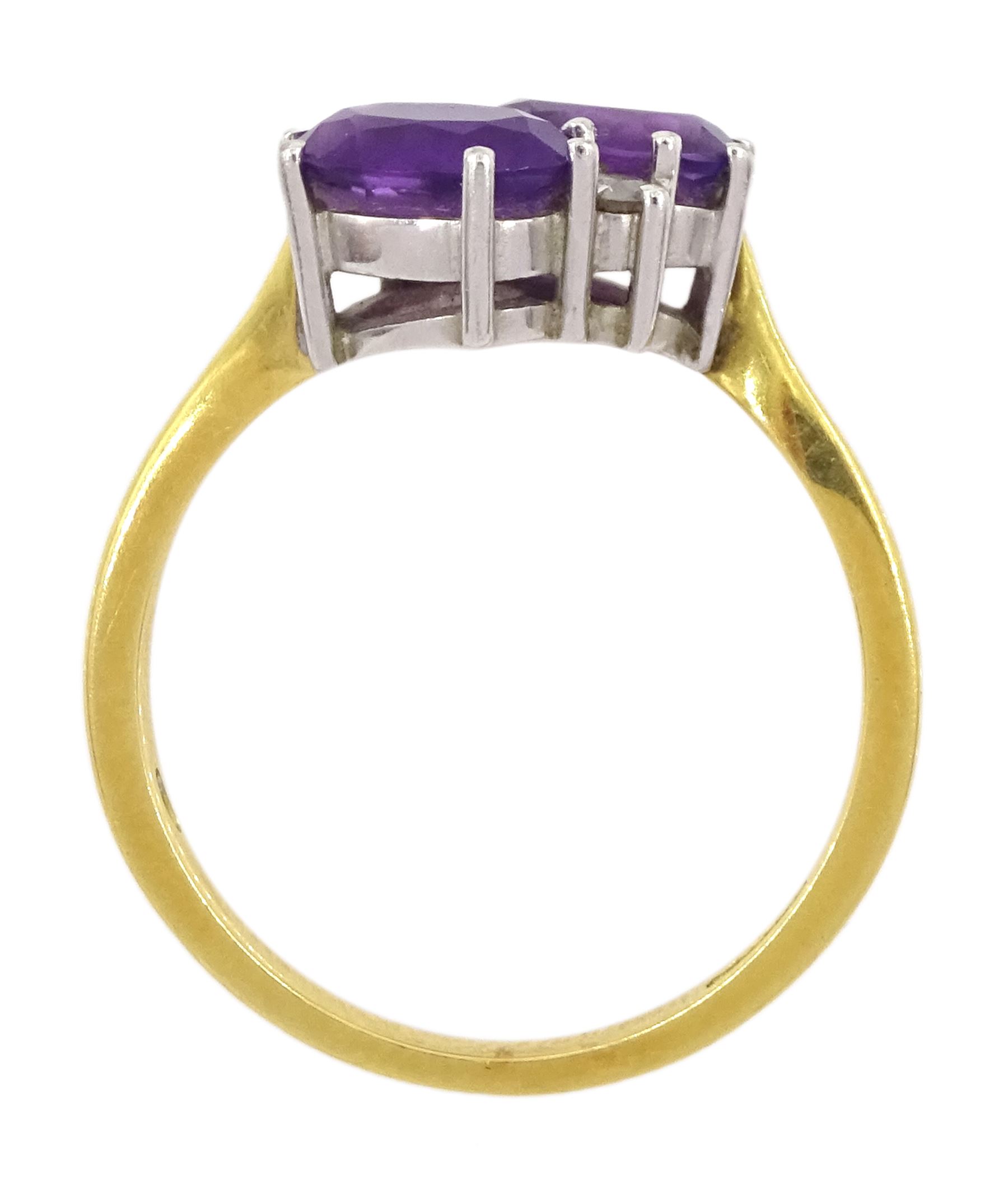 18ct gold four stone oval cut amethyst and round brilliant cut diamond ring - Image 4 of 4