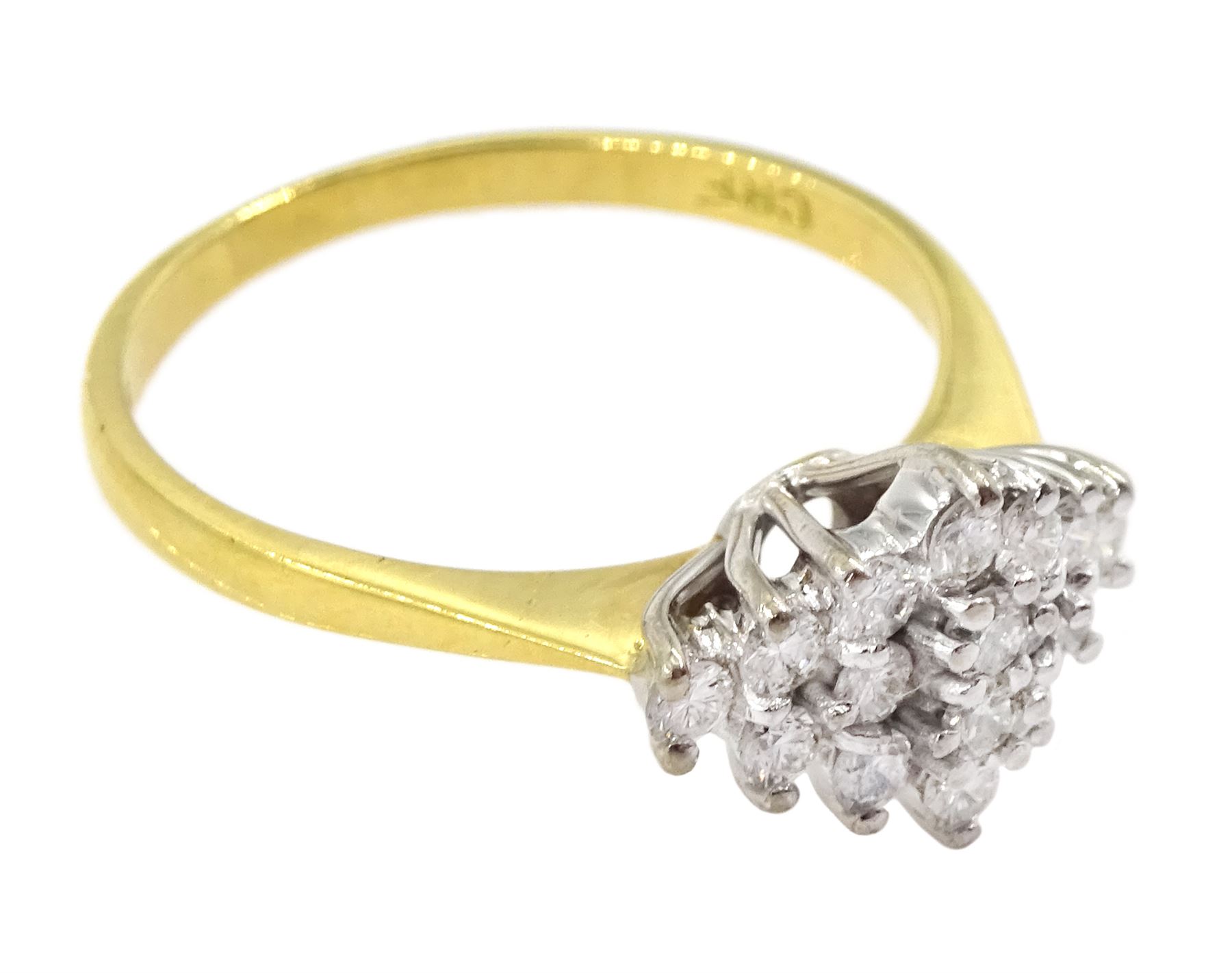 18ct gold round brilliant cut diamond cluster ring - Image 3 of 4