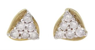 Pair of 9ct gold round brilliant cut diamond stud earrings