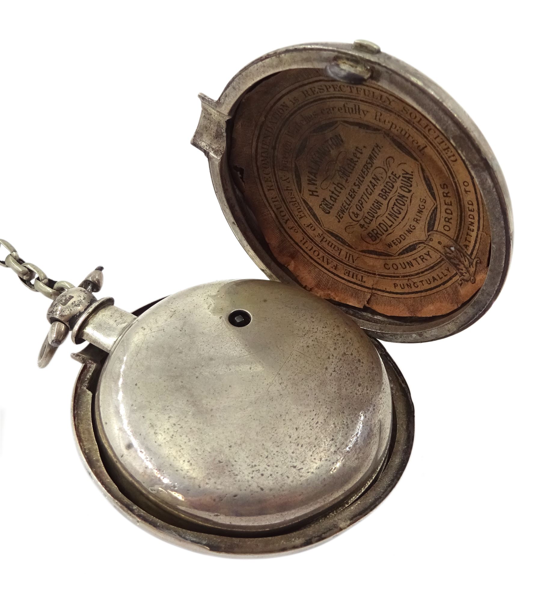 Victorian silver pair cased key wound fusee lever pocket watch by H. Walkington - Image 3 of 4