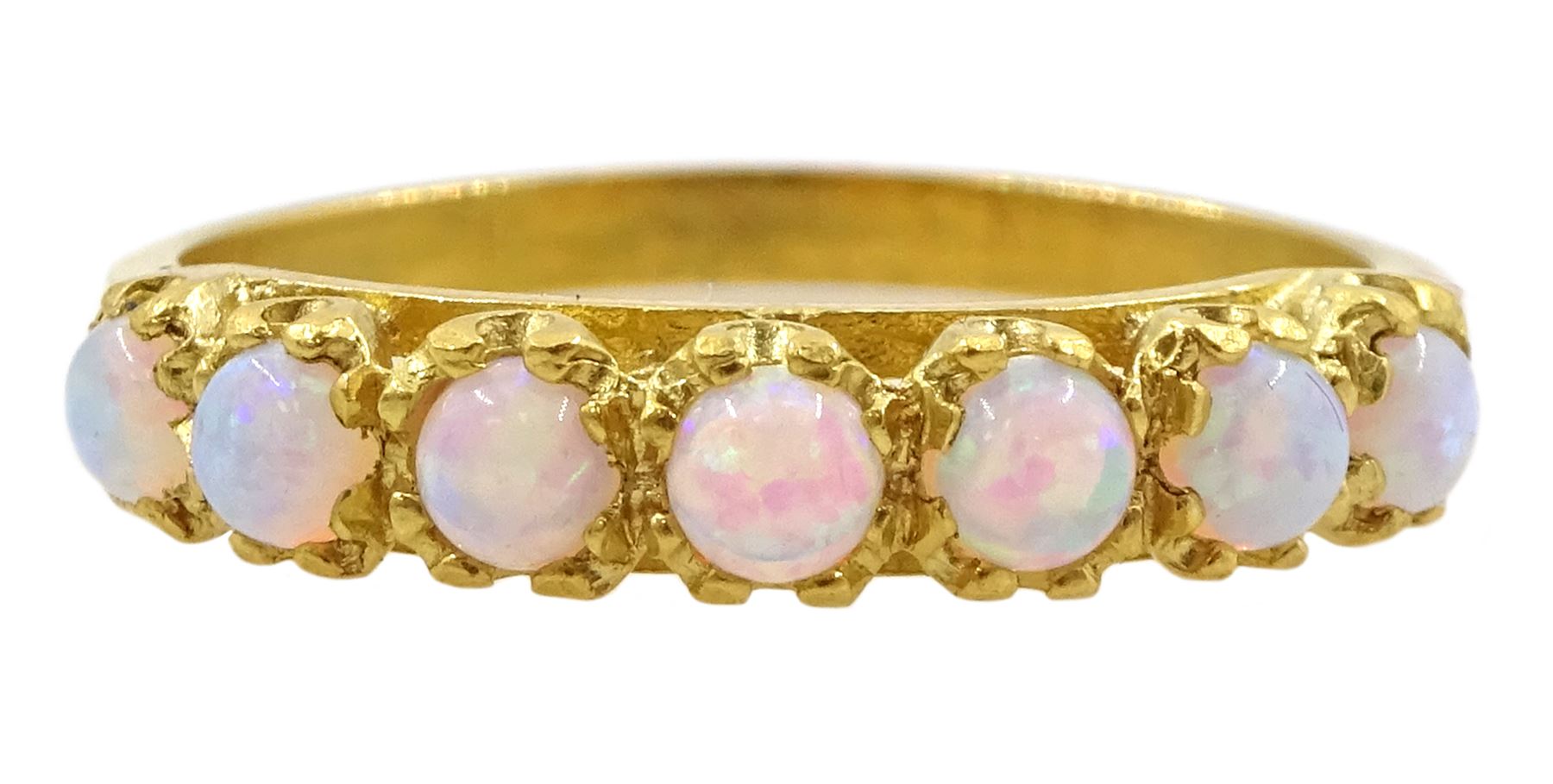 Silver-gilt seven stone opal ring - Image 5 of 5