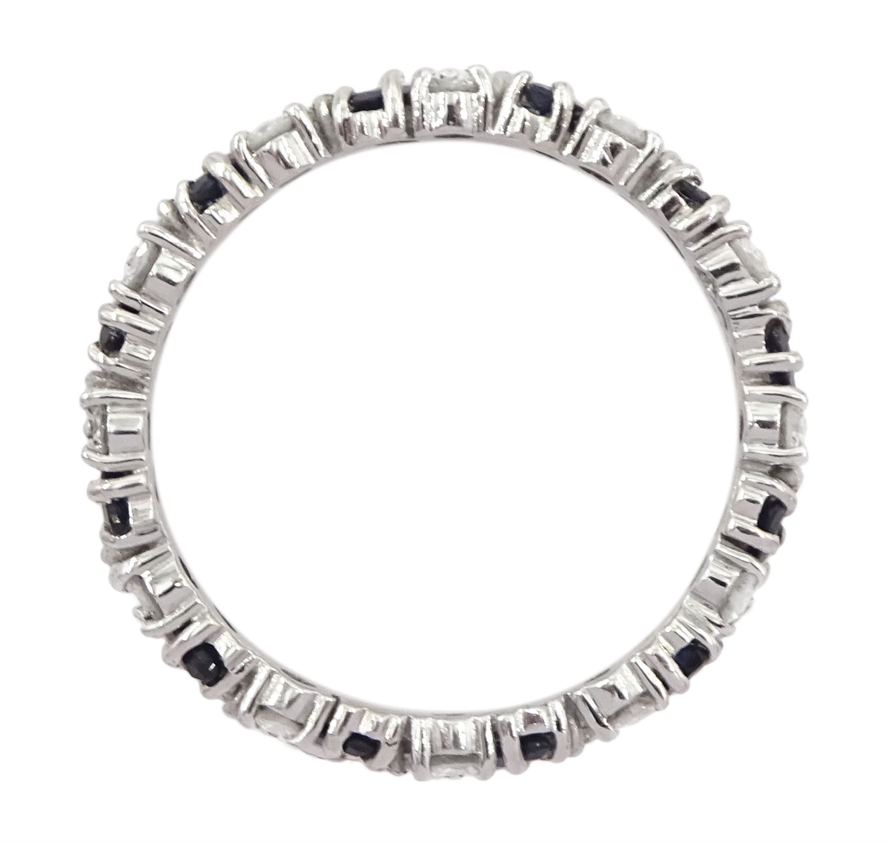 18ct white gold marquise cut sapphire and round brilliant cut diamond full eternity ring - Image 3 of 3