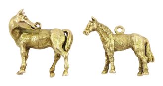 Two 9ct gold horse pendant/charms