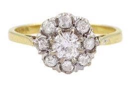18ct gold old cut diamond cluster ring