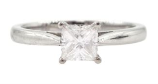 Platinum single stone princess cut diamond ring