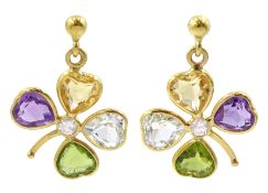 Pair of 18ct gold peridot