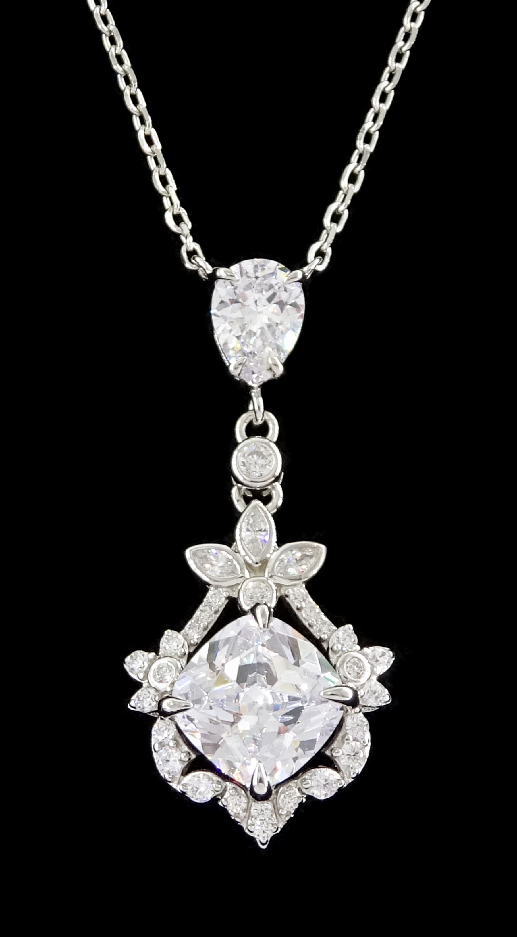 Silver cubic zirconia pendant necklace