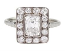 Art Deco platinum and white gold milgrain set diamond ring