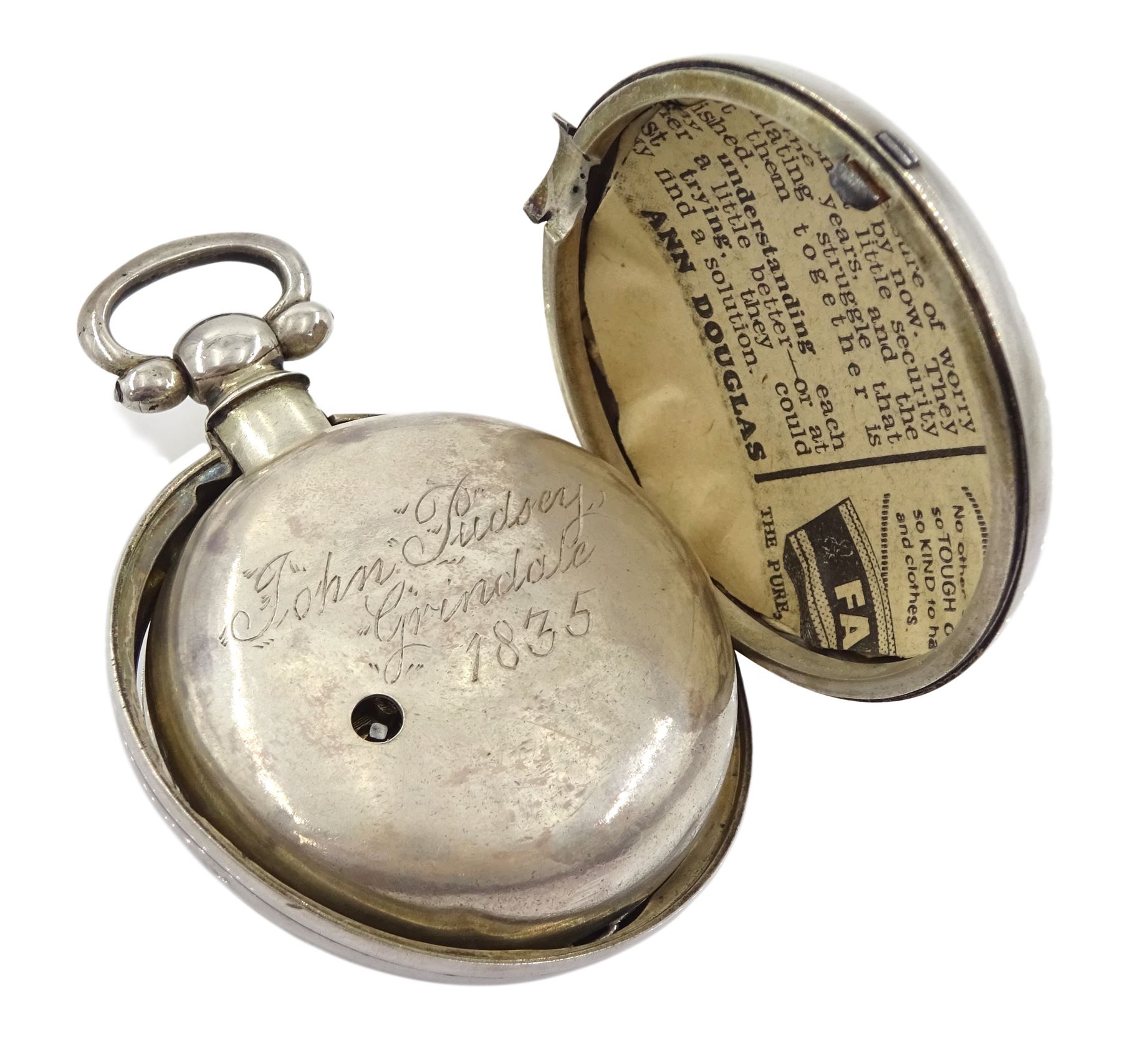 William IV silver pair cased key wound fusee lever pocket watch by C Lyon - Image 2 of 4