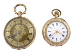 Victorian 14ct gold key wound cylinder fob watch