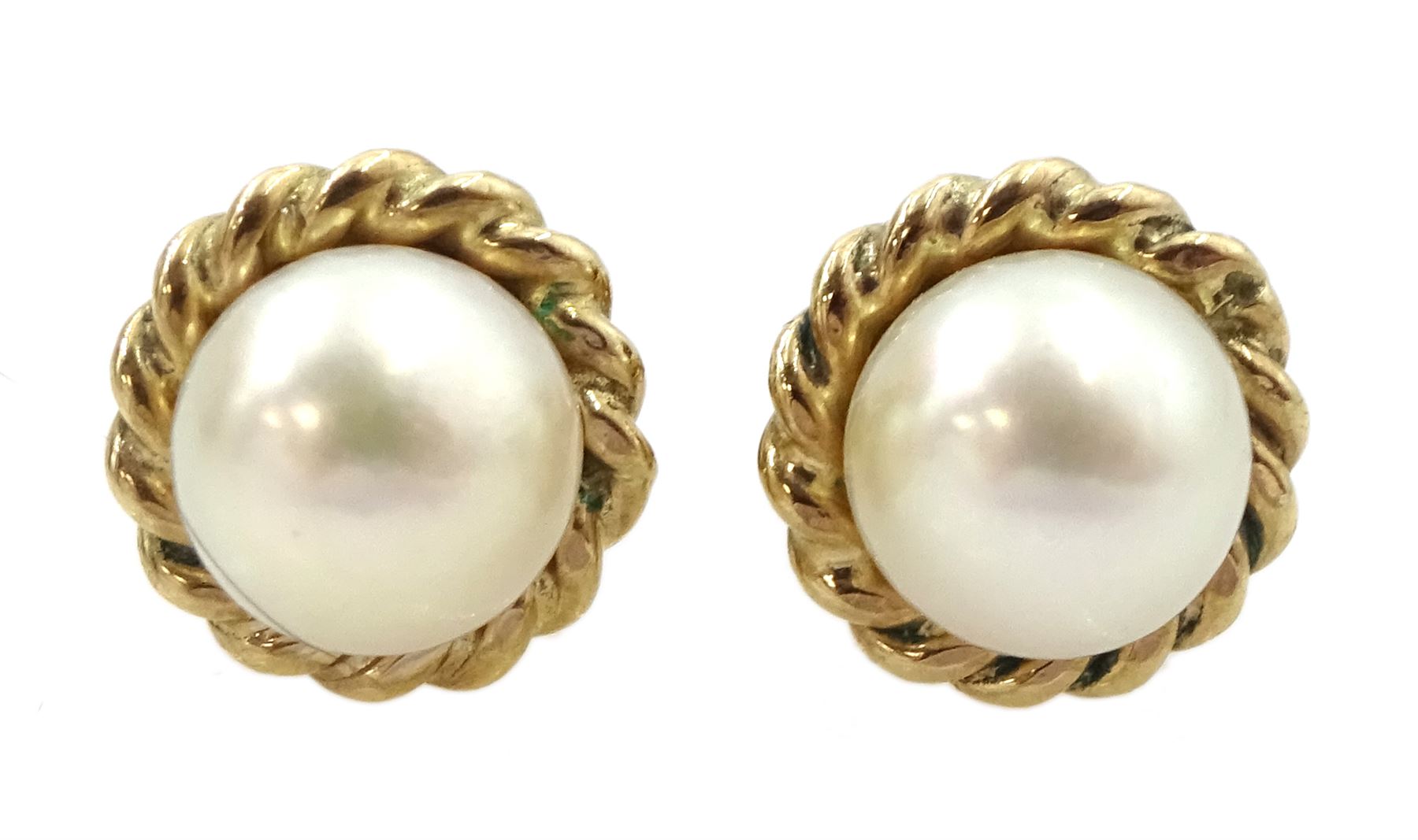 Pair of 9ct gold pearl stud earrings