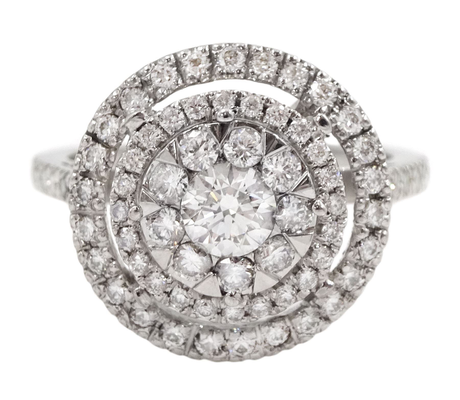 18ct white gold pave set round brilliant cut diamond halo cluster ring - Image 5 of 8