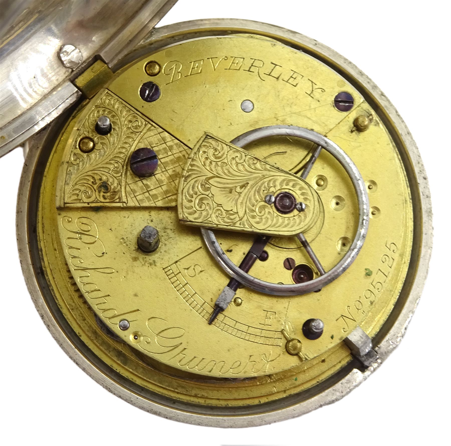 Victorian silver pair cased key wound fusee lever pocket watch by Richard Grunert - Image 3 of 3