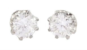 Pair of 18ct gold and platinum round brilliant cut diamond stud earrings