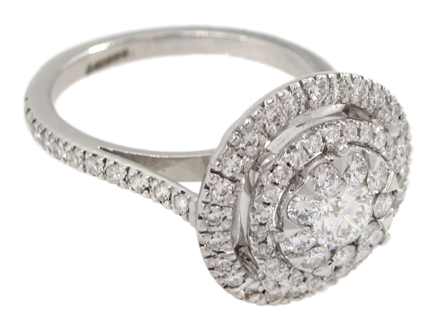 18ct white gold pave set round brilliant cut diamond halo cluster ring - Image 3 of 8