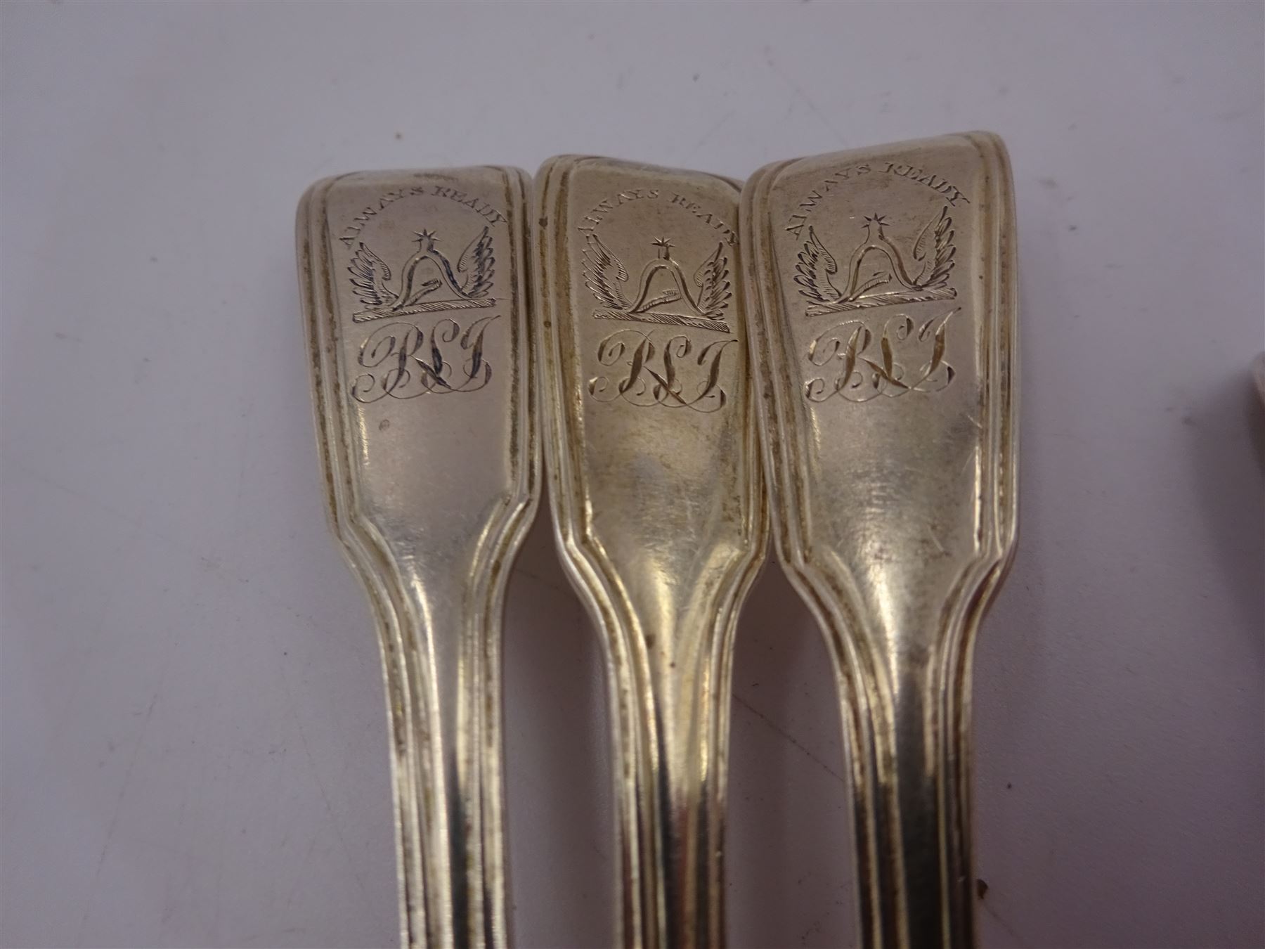 Pair of George III silver Fiddle pattern condiment ladles - Image 2 of 3