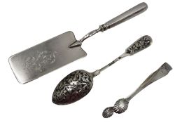 Late 19th century Russian silver Fiddle pattern niello work spoon