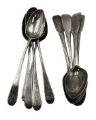 Set of four George III silver Old English pattern teaspoons