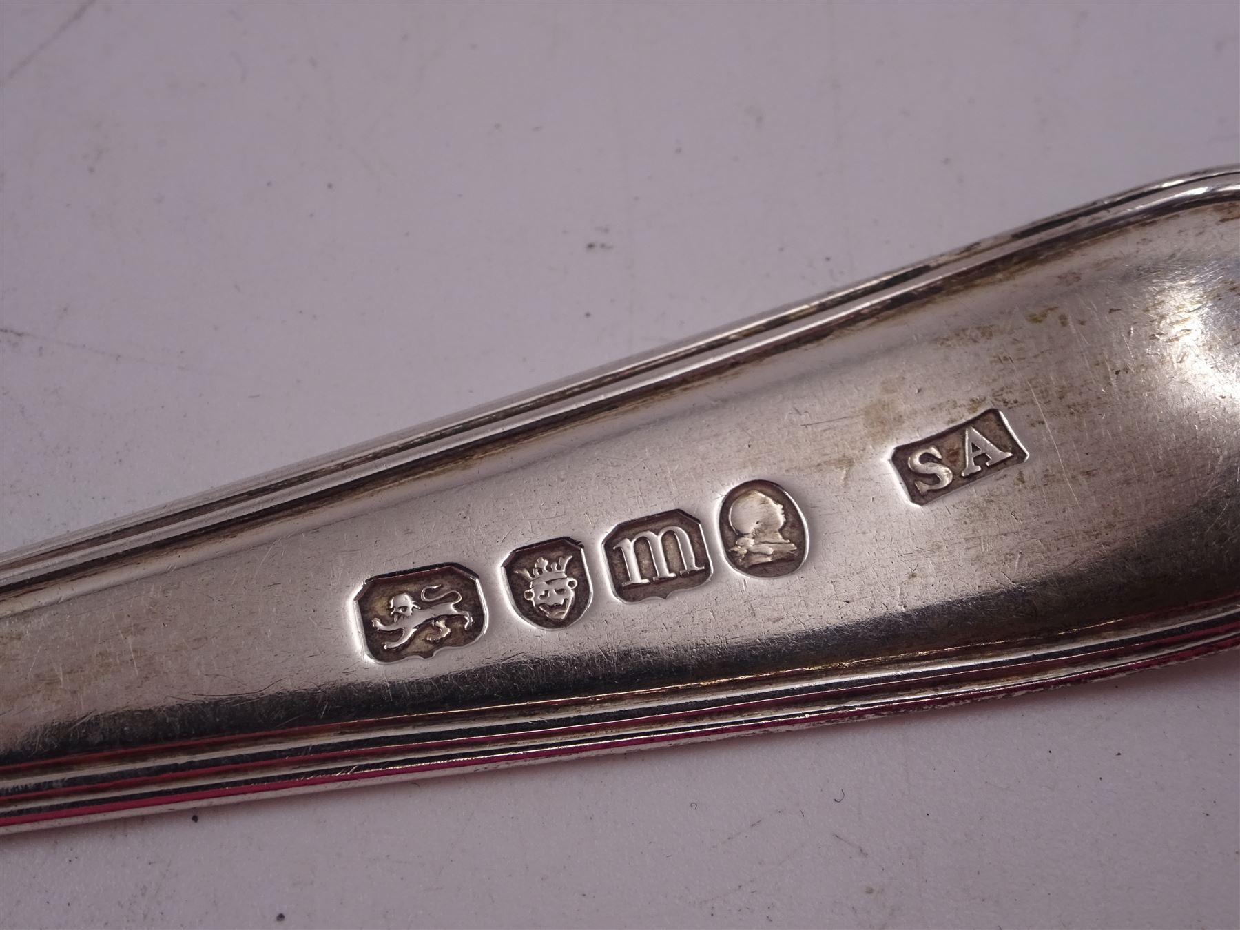 George II silver Hanoverian pattern table spoon - Image 3 of 3