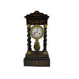 French - 19th century 8-day ebonised portico clock