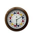 English - 8-day timepiece fusee wall clock with a beech surround and painted bezel