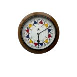 English - 8-day timepiece fusee wall clock with a beech surround and painted bezel