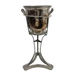 19th century Elkington & Co silver plated twin handled wine cooler and stand