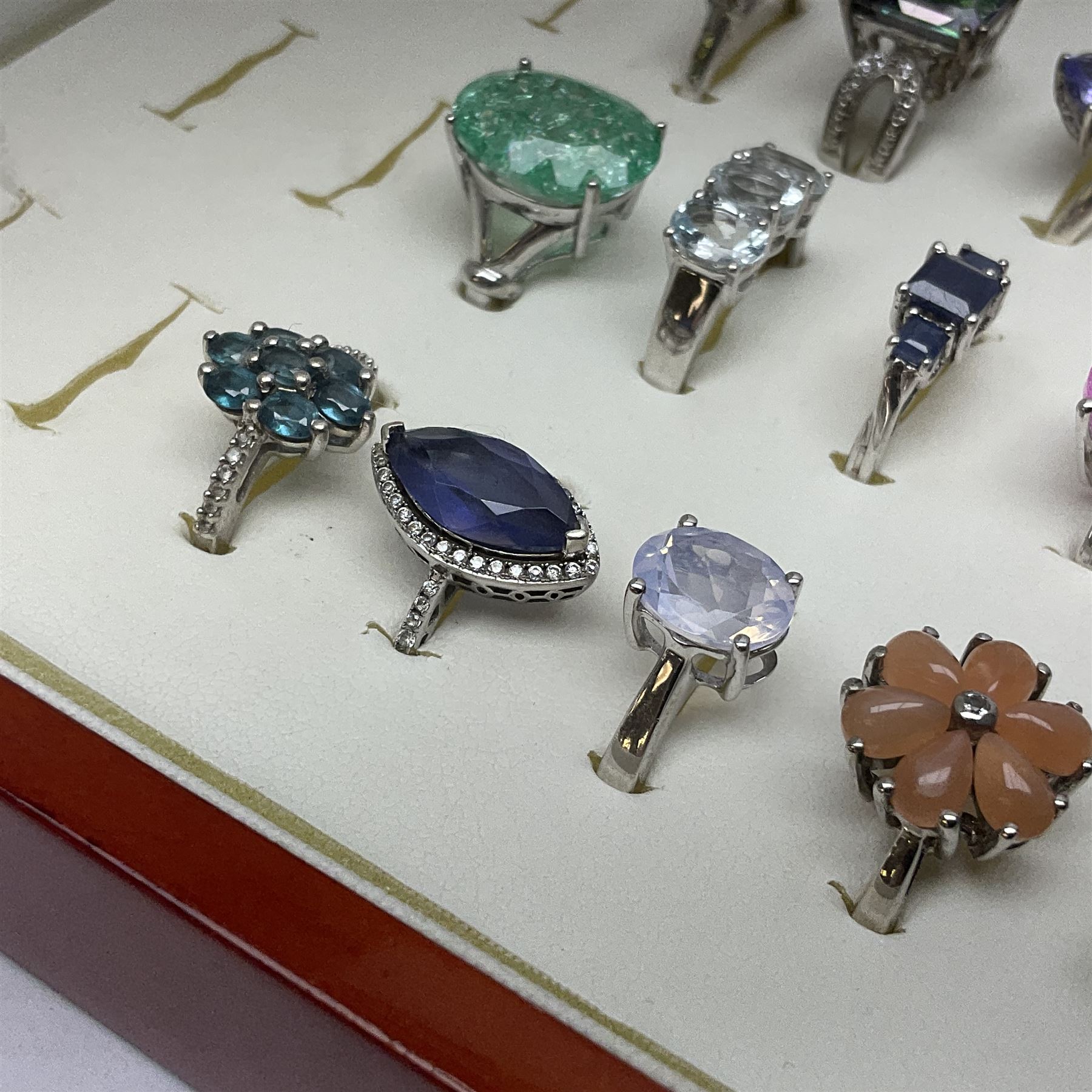 Forty silver stone-set rings including topaz - Image 3 of 17
