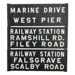 Three mid 20th century Scarborough bus destination blind sections