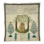 Victorian needlework picture and verse sampler