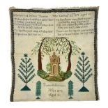 Victorian needlework picture and verse sampler