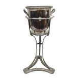 19th century Elkington & Co silver plated twin handled wine cooler and stand