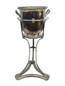 19th century Elkington & Co silver plated twin handled wine cooler and stand