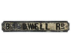 Victorian cast iron and painted 'Bardwell Rd' street sign L98cm