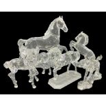 Five Swarovski Crystal horses